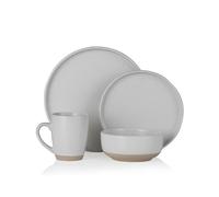 Barbary & Oak Tower Natural Avena 16-Piece Stoneware Dinner Set, White