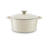 Barbary & Oak BO800251CRM Round Cast Iron Casserole Pan with Durable Enamel Interior, 24cm, Camembert Cream