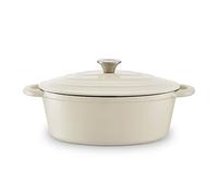 Barbary & Oak BO800252CRM Oval Cast Iron Casserole Dish with Durable Enamel Interior, 29cm, Camembert Cream