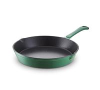 Barbary & Oak BO800255GRN Cast Iron Round Fry Pan with Durable Enamel Interior, 26cm, Verdigris Green