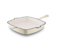 Barbary & Oak BO800256CRM Cast Iron Grill Pan with Durable Enamel Interior, 26cm, Camembert Cream