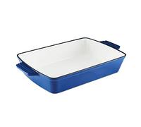 Barbary & Oak BO800258BLU Cast Iron Rectangular Roaster with Durable Enamel Interior, 39cm, Limoges Blue