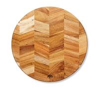 Barbary & Oak BO847023 Chevron Round Chopping Board, Suitable for Food Preparation and Serving, Acacia Wood, Red