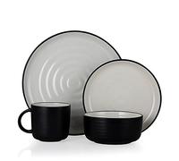 Tower Modern Cascade 16-Piece Stoneware Dinner Set, Black