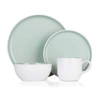 Barbary & Oak by Tower Oslo Dinnerware Set 16PC, White and Mint Green