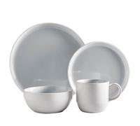 Barbary & Oak, Oslo 16 Piece Dinner Set, Crafted from Strong & Durable Stoneware, Chip & Scratch Resistant, Dishwasher & Microwave Safe, White & Cloud Grey, BO867004GRY