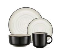Barbary & Oak Cascade 16 Piece Stoneware Dinner Set - Black