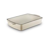 Barbary & Oak BO800258CRM Cast Iron Rectangular Roaster with Durable Enamel Interior, 39cm, Camembert Cream