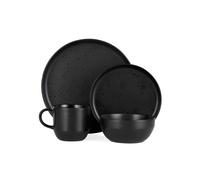 Barbary & Oak by Tower Luna Dinnerware Set, Stoneware, 16 Piece, Matte Black with Gloss Speckle, BO867005BLK
