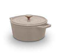 Barbary & Oak Nattura 20cm/2.2L Capacity Round Cast Iron Casserole/Dutch Oven/Cooking Pot with Durable Enamel Interior, Self-Basting Lid, Induction Compatible, Cashmere