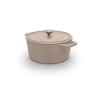 Barbary & Oak Nattura 24cm/3.6L Round Cast Iron Casserole/Dutch Oven/Cooking Pot with Durable Enamel Interior, Self-Basting Lid, Induction Compatible, Cashmere, BO800321CSH