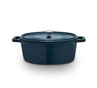 Barbary & Oak Nattura 29cm/4.3L Oval Cast Iron Casserole/Dutch Oven/Cooking Pot with Durable Enamel Interior, Self Basting Lid, Induction Compatible, Agave