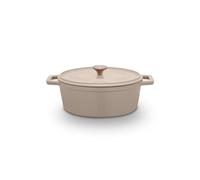 Barbary & Oak Nattura 29cm/4.3L Oval Cast Iron Casserole/Dutch Oven/Cooking Pot with Durable Enamel Interior, Self Basting Lid, Induction Compatible, Cashmere, BO800323CSH