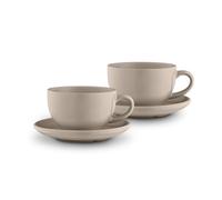 Barbary & Oak Nattura Set of 2 Cups and Saucers, Made from Premium Stoneware, Dishwasher Safe, Microwave Safe, 350ml, Cashmere BO874036CSH