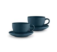 Barbary & Oak Nattura Set of 2 Cups and Saucers, Made from Premium Stoneware, Dishwasher Safe, Microwave Safe, 350ml, Agave BO874036AGV