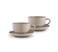 Barbary & Oak Nattura Set of 2 Cups and Saucers, Made from Premium Stoneware, Dishwasher Safe, Microwave Safe, 350ml, Cashmere BO874036CSH