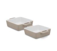 Barbary & Oak Nattura Set of Two 20.5cm Square Baking Dishes, Made from Strong Stoneware, Smooth Glaze Interior, Easy Grip Handles, Dishwasher Safe, Cashmere, BO875024CSH