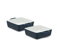 Barbary & Oak Nattura Set of Two 20.5cm Square Baking Dishes, Made from Strong Stoneware, Smooth Glaze Interior, Easy Grip Handles, Dishwasher Safe, Agave