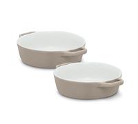 Barbary & Oak Nattura Set of Two 21.5cm Round Baking Dishes, Made from Strong Stoneware, Smooth Glaze Interior, Easy Grip Handles, Dishwasher Safe, Cashmere