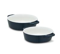 Barbary & Oak Nattura Set of Two 21.5cm Round Baking Dishes, Made from Strong Stoneware, Smooth Glaze Interior, Easy Grip Handles, Dishwasher Safe, Agave