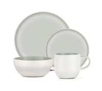 Barbary & Oak, Oslo 16 Piece Dinner Set, Crafted from Strong & Durable Stoneware, Chip & Scratch Resistant, Dishwasher & Microwave Safe, White & Mint Green, BO867004GRN