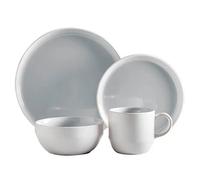 Barbary & Oak, Oslo 16 Piece Dinner Set, Crafted from Strong & Durable Stoneware, Chip & Scratch Resistant, Dishwasher & Microwave Safe, White & Cloud Grey, BO867004GRY
