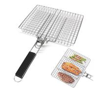 Barbecue Baskets for Outdoor Grill, Square Stainless Steel Grill Net, BBQ Accessories for Cooking Pork, Beef, Broccoli, Steak, Mutton, Potatoes, Fish, Vegetable