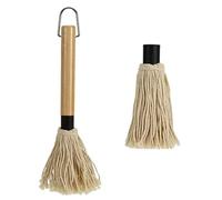 Barbecue Basting Brushes BBQ Basting Mop Cast Iron Sauce Pot and BBQ Mop Brush Set with 1 Extra Replacement Heads for Cooking Roasting Grilling