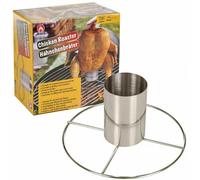 Silver Beer can Barbecue Vertical Chicken Roster Grill Stand Cooker Holder tool