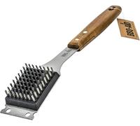 Barbecue Grill Brush and Scraper - Extended, Large Wooden Handle and Stainless Steel Bristles - No Scratch Cleaning for Any Grill: Char Broil & Ceramic - BBQ-Aid