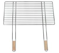 Barbecue Grill Grate Rectangular Chrome-Plated Steel Wooden handle 58x30cm