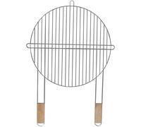 Barbecue Grill Grate Wooden Handle Round Chrome-Plated Steel 51cm