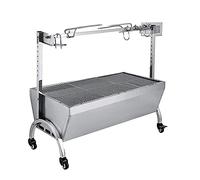 Barbecue Grill Large Automatic Rotating Charcoal Grill,Stainless Steel Garden Outdoor Barbecue Cooking Grill with Wheels Easy to MoveSuitable for Family and Commercial