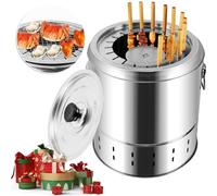 Barbecue Grill Portable Charcoal Grills,Large Capacity Barbecue 360°All Round Roasting Oil Charcoal Separation Stainless Steel Split,Vertical BBQ Hanging Stove Smokeless Barbecue Barrel