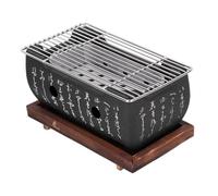 Barbecue Grill, Portable Chrome Charcoal Grill 34.5x17x12cm, Charcoal Stove for Home Barbecue with Mesh, Japanese Kitchen Tools for Picn Kitchens
