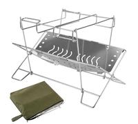 Barbecue Grill Stand | Stainless Steel Folding Camping Fire Rack | Portable Campfire Organizer Holder for Patio Outdoor Garden and Barbecue