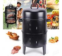 Barbecue Grills 3 in 1 Round Charcoal BBQ Grill Smoker Camping Fire Pit Portable for Garden Camping Outdoor Cooking