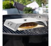 Barbecue Pizza Oven Kit For Outdoor Included Pizza Stone, Open Faced Grill Pizza Oven for Baking 12-inch Pizzas, Stainless Steel Pizza Oven, Suit for Fuel Type - Charcoal & Gas