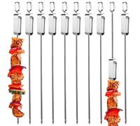 Barbecue Skewers, Pack of 10, 41 cm x 6 mm x 1.8 mm Grill Kabob Skewers, Flat Kebab Skewers with Quick Release, 304 Stainless Steel, Skewer Sticks for Camping, Wide, Reusable Kebab Skewers, Meat