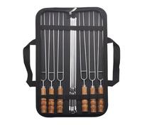 Barbecue Skewers - Set of 10 Metal Skewers for Grill | Stainless Steel Barbecue Utensils with Wooden Handle Long Flat 30cm