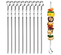 Barbecue Skewers Stainless Steel 20 Pieces, 28 cm Shish Kebab Skewers Flat with 9 Hooks Design, Meat Skewers Metal for Grill & Campfire, Kebab Skewers Set, Barbecue Accessories for Meat & Vegetables