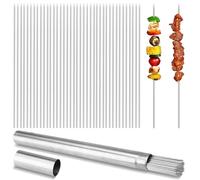 Barbecue Skewers Steel Stick 100 PCS, 13.5" BBQ Skewers Reusable Needle Sticks for Meat, Shrimp, Chicken, Vegetable, Kitchen, Party, Outdoor Cooking