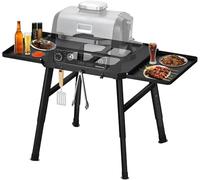 Barbecue Stand for Ninja Woodfire Outdoor Oven Series and Grill Stand, Movable Stand for Ninja Woodfire with Side Table, Pizza Oven Stand, Grill Accessories