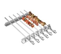 Barbecue Sticks Set, 6-Piece BBQ Forks 42cm, Flat Metal Grill Skewers 8mm, Reusable Kebab Skewers BBQ Tool, 2 Rack Included - Stainless Steel Outdoor Living Skewer Kit