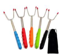 barbecues, telescopic stainless steel grilling fork with handle, extendable from 29 to 115 cm for barbecues, campfires, camping and grilling