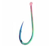 Barbed Fishing Hooks, 60 PCS Thin Toothed Large Scale for Ocean Rock, Colorful Electroplated Anti-Rust(7#)