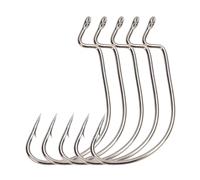 Barbed Hook 50pcs Fishing Hook Soft Worm Hooks High Carbon Steel Wide Lock Fishhooks Offset Hook Portable Eagle Claw Hooks(3-0)