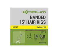 Korum 4" Banded Hair Rigs Barbed Qty 8 (Size 14 8lb)