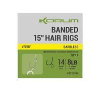 Barbed hook Korum Banded Hair 4 inch (x8) Vert Taille 14