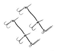 Barbed Treble Fish Hook 1/0# Corkscrew Fishing Rig for Pike, 2pcs Quick Bait Attach Stinger for Freshwater Saltwater Anglers(2pcs)